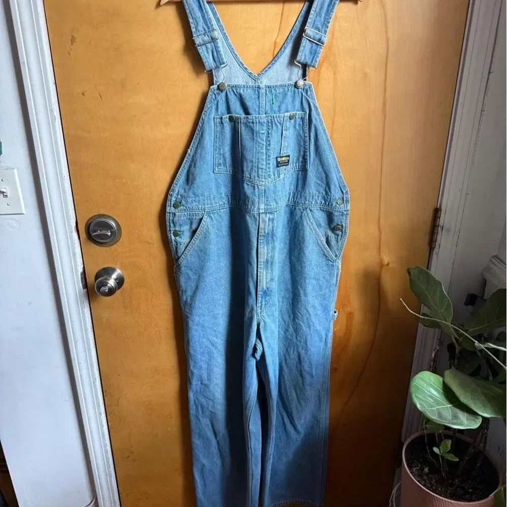 Vintage OshKosh blue denim overalls 42”
